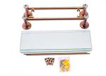 Bathroom Accessory Single Glass Double Plate Rose Gold Zinc Alloy and Crystal