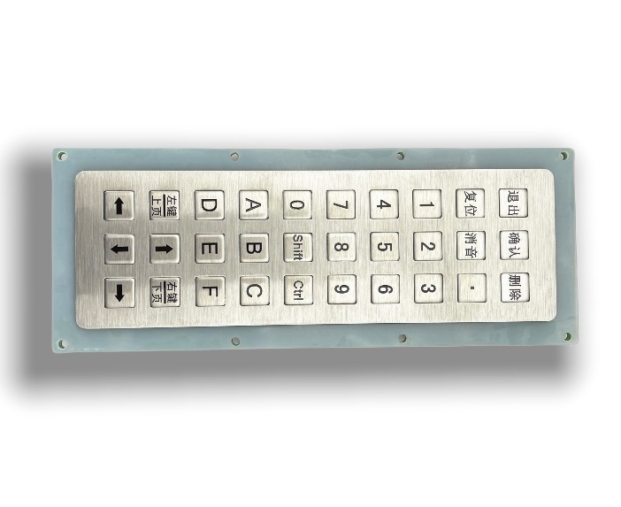 KIOSK IP65 / IK07 Stainless Steel 30 Keys Industrial Numeric Keypad USB waterproof dustproof anti-vandalism Rear Panel Mounted -40℃
