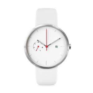 China Red hand white face japan movt quartz watch stainless steel with white leather strap wholesale