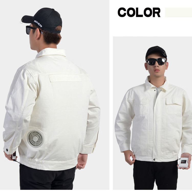 Sun Proof Fan Cooled Jacket 2pcs Inside Turn Down Collar 450g