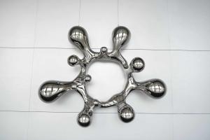 China Indoor Mirror Stainless Steel Sculpture Abstract Spray Water Metal Art Decoration wholesale