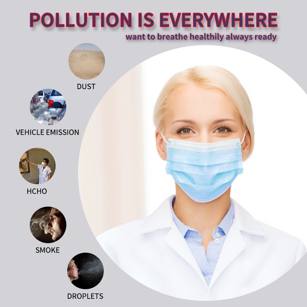 S&J Non-Woven mask protective medical 3 ply face mask disposable dust-proof