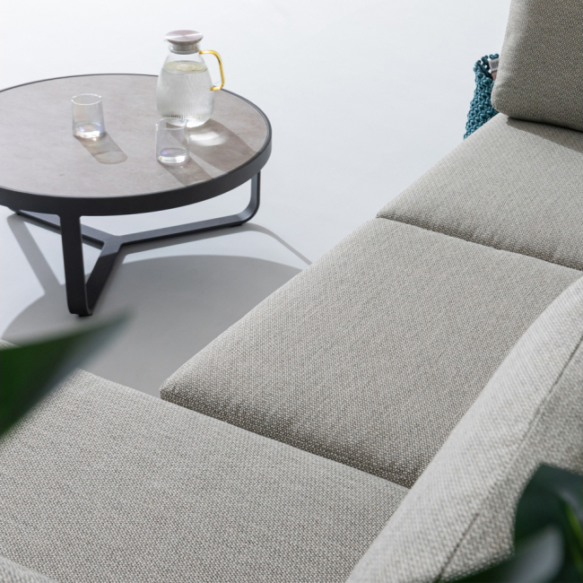 Villa Backyard L Shape Sectional Sofa with All Weather Fabric and Aluminum Frame by AJUNION