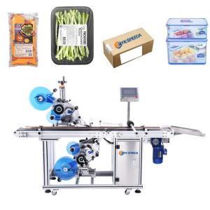 China Wood Packaging Double Sticker Auto Butter Bag Labeling Machine with Top and Bottom wholesale