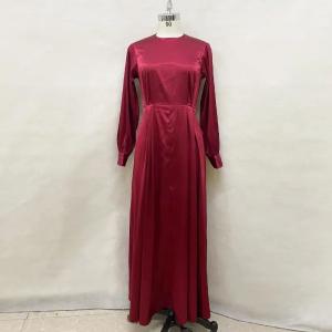 China Turkey Arab Oman Elegant Satin Dress Long Sleeve For Women Muslim wholesale