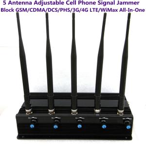 China 5 Antenna Power Strength Adjustable Mobile phone Jammer GSM/CDMA/DCS/PHS/3G/4G LTE/WiMax wholesale