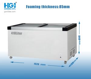 China Showcase Energy Saving 14.8 Cf Chest Freezer Sliding Glass Doors White Shell wholesale