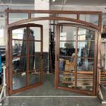 Arched Aluminium Hinged Doors French Design Wood Color Aluminum Door Hinge