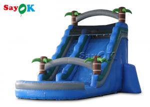 China Huge Inflatable Water Slides Custom Backyard Palm Tree Themed Inflatable Water Slide With Splash Pool on sale