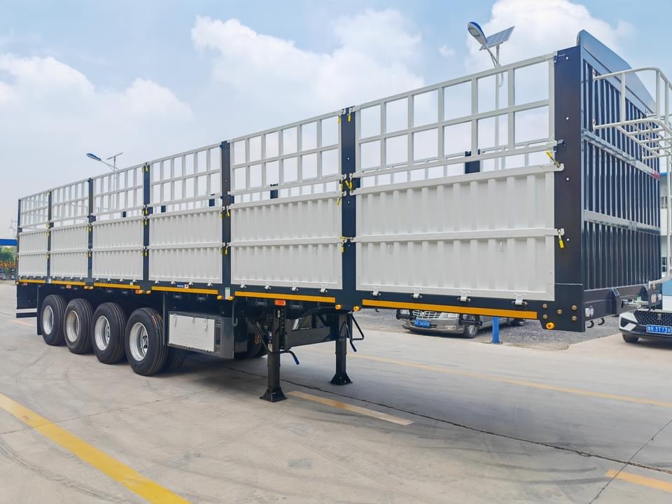 CIMC high quality steel Utility Bulk Transport 40t 60 Ton 4 Axle Sidewall Cargo Transport Truck Container Fence Semi Trailer