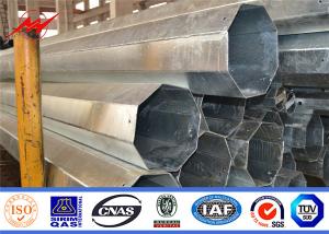China 8 - 18m Hot Dip Galvanized Steel Utility Pole Gr65 Material Round / Conical Shape wholesale