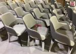 Micro Fiber Leather Wood Restaurant Chair Upholstered No Folded With Armrests