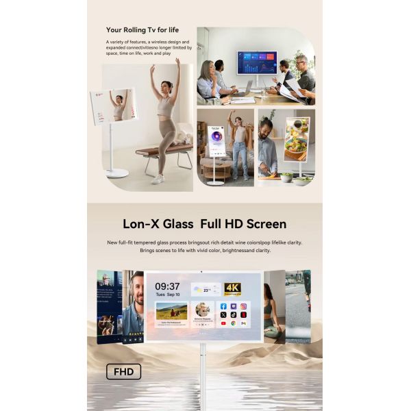 Android Smart TV Tablet Battery Powered Interactive 27 Inch for Modern Living