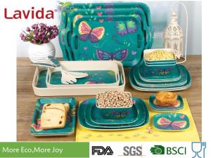 China Colorful Tropical Butterfly Style Bamboo Dinnerware Set Eco - Friendly For Indoor / Outdoor wholesale