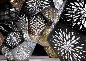 China SS Modern Decorative Metal Sculpture Snowflake Polygon Light Transmission wholesale