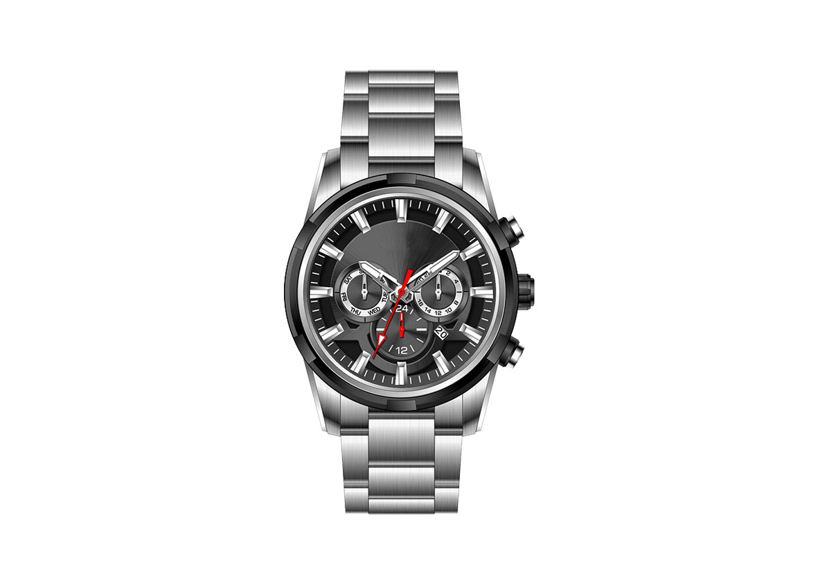 Japan Movt Stainless Steel Black Watch 100m Water Resistant Steel Back