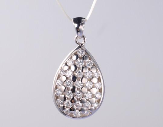 Pear Hollow Geometric 925 Sterling Silver Pendant For Women 925 Silver CZ