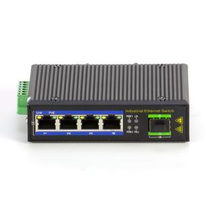 China IP40 4 Port 1000Mbps Industrial PoE Switch 30W With SFP Optical Port wholesale
