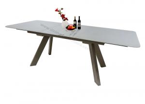 China Stylish Painted Tempered Glass Dining Table , Rectangular Extension Dining Table wholesale