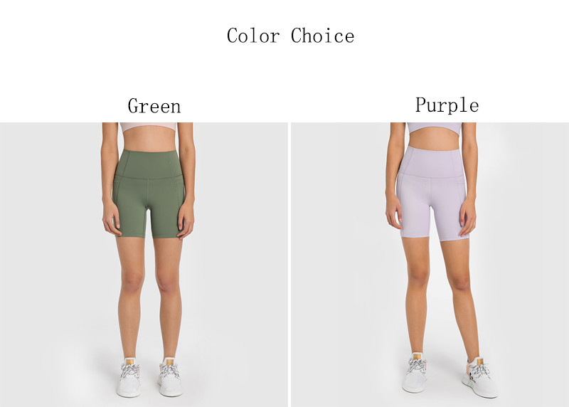 Nylon Running Women's High Waisted Yoga Shorts With Side Pockets Sports Shorts