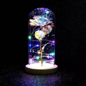 China 24k gold rose galaxy rose in forbidden glass 24k reg rose 24k rainbow rose wholesale