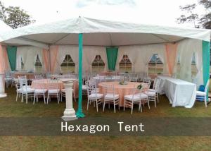China 100 People Hexagon 6mx12m Pagoda Party Tent For Small Party wholesale