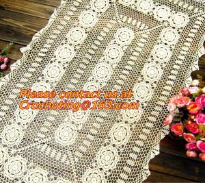 China Rectangular coffee table linen table cloth table, Corcheted Lace Table linen, Tablecloth on sale