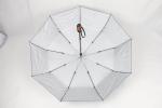 27 Inch 3 Foldable Golf Umbrella Blue Canopy Wind Resistant With Silver Coating