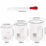 Glass Graduated Cylinder Set 10ml 25ml 50ml 100ml, Thick Glass Beaker Set 50ml