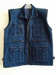 China mens vest in 100% cotton, denim, jean, black, fishing vest, S-3XL wholesale