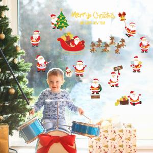 China Non Toxic Christmas Wall Art Stickers PMS/CMYK Color Decorative For Window wholesale