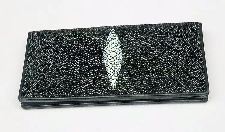 Unisex Style Authentic Stingray Skin Women Men Slim Bifold Wallet Card Bag Genuine Leather Female Male Thin Clutch Purse
