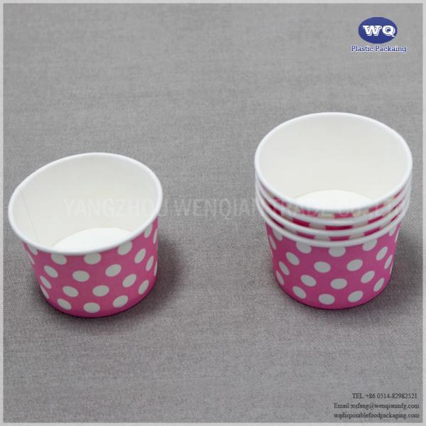 Wholesale Custom Logo Disposable 5.5-Ounce Pink Ice Cream Wood Pulp Paper Bowls
