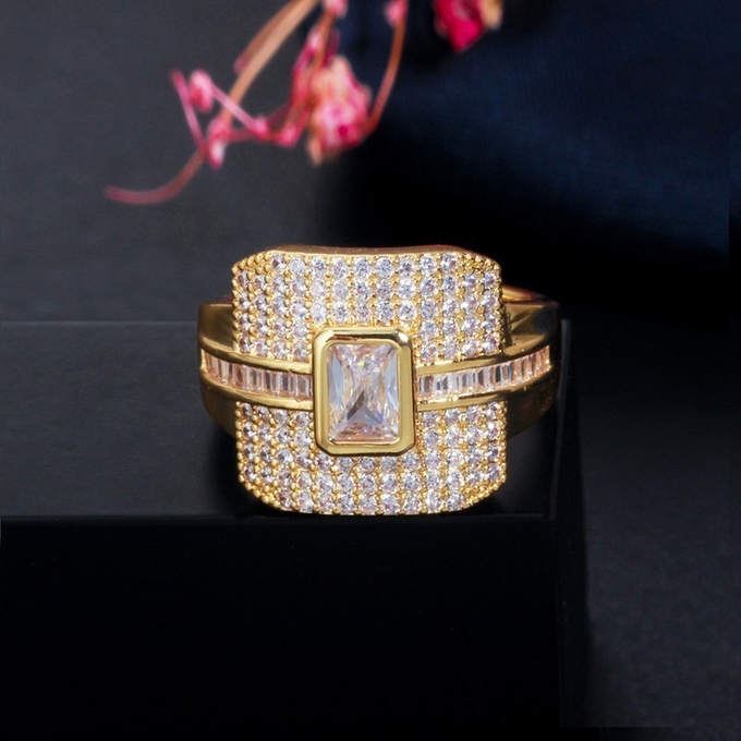 Elegant square Shaped CZ Rings Women Ring for Wedding Ring Wedding Sweet Design Jewelry Valentine's Day Love Ring