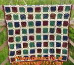 Handmade Crochet Yarn Baby Sheet Blankets Granny Square Afghan Coverlet Table