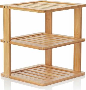 China Bamboo Free Standing Wood Rack , Kitchen Countertop Corner Shelf 10x10x11.5 Inches wholesale