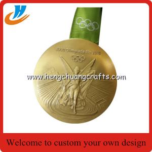 China Polished gold Olympic games medals with ribbon, Olympics trophy and award medals on sale