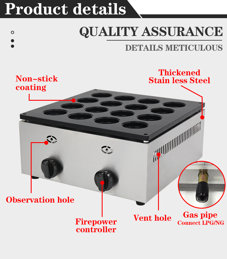 Restaurant Red Bean Cake Maker Gas Grill Machine with High Productivity Performance