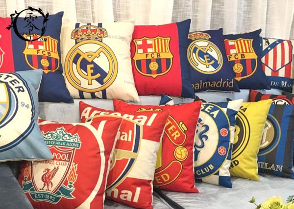 Real Madrid Barcelona Decorative Cushions Pillows , Multiple Soccer Teams Bed