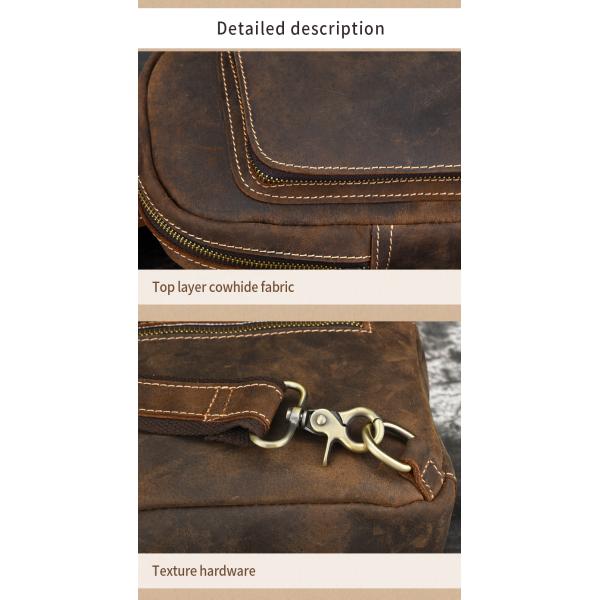 Functional Customized Cowhide Leather Sling Crossbody Backpack for Travel Hiking