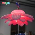 Customized Purple Giant Hanging Lotus Flower Inflatable LED Light Flowers For