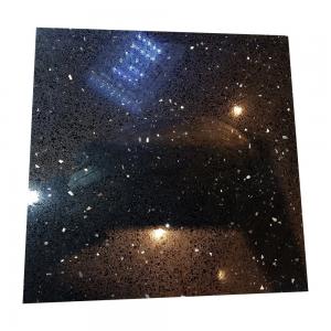 China Black Galaxy Artificial Quartz Stone Slabs , Black Galaxy Quartz Countertop on sale