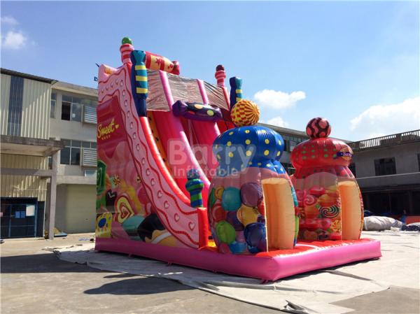 Pink Candy 0.55mm PVC tarpaulin Outdoor Giant Inflatable Slide / Blow Up