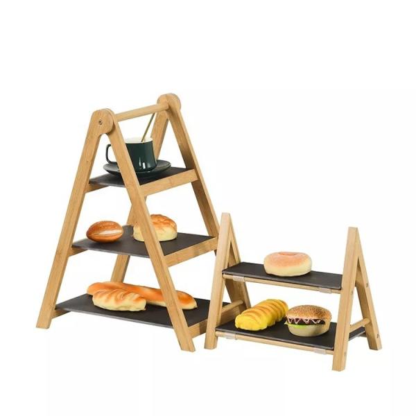 Natural Bamboo Display Stand for Exquisite Party Cakes and Desserts CE / EU