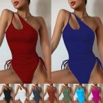 V Neck Ladies One Piece Swimsuit Flash Tight Conservative Triangle Beach