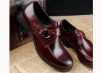 Customized Flat Mens Monk Strap Shoes Round Toe Full Grain Leather Mens Dress