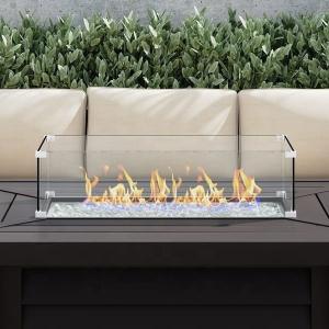 China 5mm 6mm 8mm Round Safety Tempered Glass Linear Fire Pit Guard Flame Protect Wind Guard wholesale