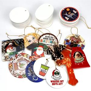 China 3'' Sublimation Ceramic Blanks Christmas Ceramic Pendant For Sublimation Printing wholesale