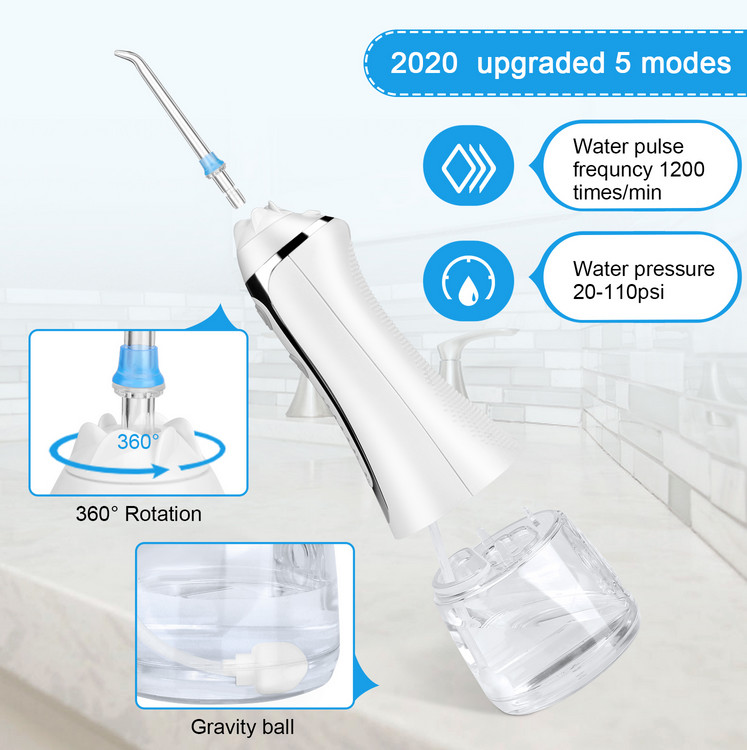 5 Modes Electric Cordless Water Flosser With 300ml Water Tank