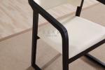 Modern Wood Frame White Leather Dining Chair
